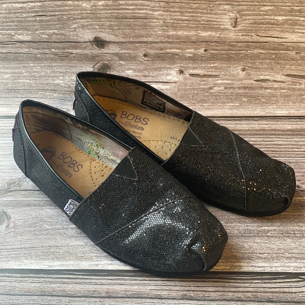 Bobs black sparkle flats size 6.5